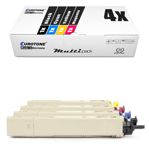 4x Alternative Toner für OKI 43459324 Schwarz + 43459371 Cyan + 43459370 Magenta + 43459369 Gelb