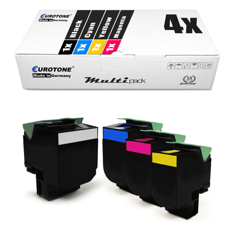 4x Alternative Toner für Lexmark 70C0X10 Schwarz + 70C0X20 Cyan + 70C0X30 Magenta + 70C0X40 Gelb 700X1 700X2 700X3 700X4