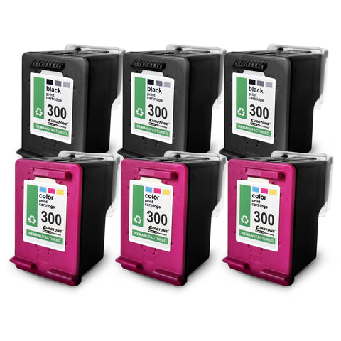 6x Alternative Tintenpatronen für HP 300XL: 3x CC644EE Color + 3x CC641EE Schwarz