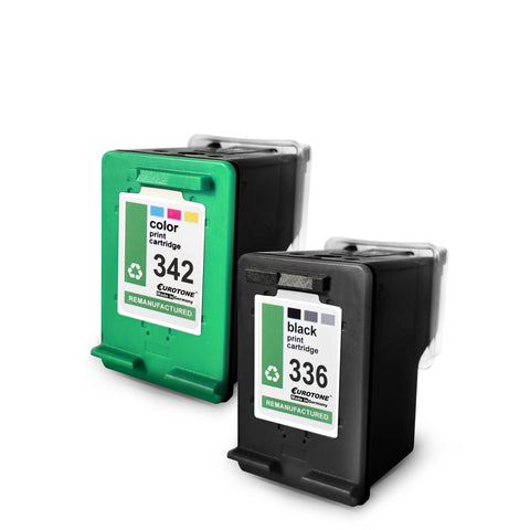 2x Alternative Tintenpatronen für HP 336+342: C9361EE Color + C9362EE Schwarz