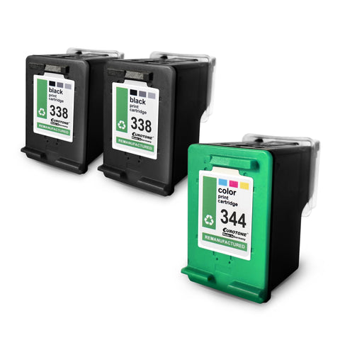 3x Alternative Tintenpatronen für HP 338+344: C9363EE Color + 2x C8765EE Schwarz