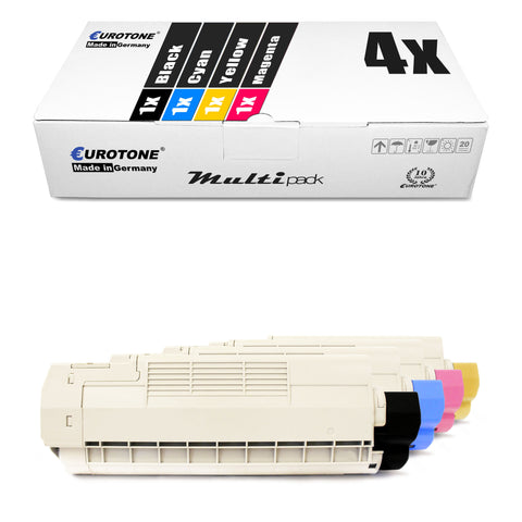 4x Alternative Toner für OKI 43872307 43872306 43872305 43865708: Schwarz + Cyan + Magenta + Gelb